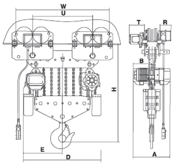 Таль электрическая цепная Huaige DHA25-10 (25т, высота подъёма 3-9 м) 