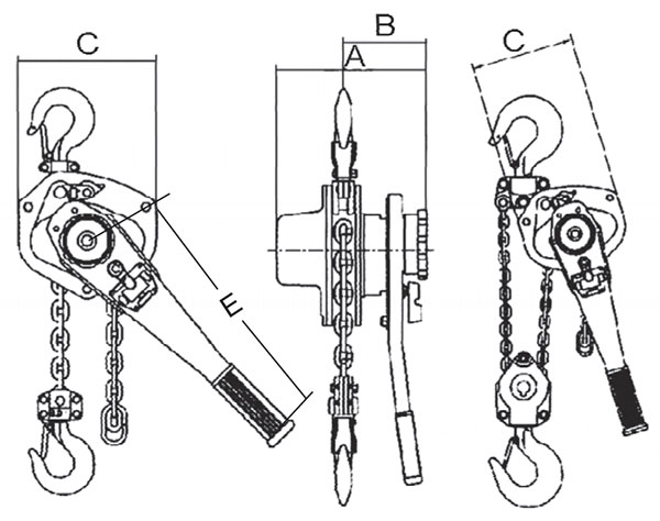 Лебёдка ручная цепная Huaige VL 9T (9т, высота подъёма 1.5 м, цепь 9 мм) 