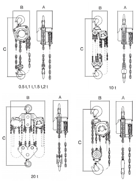 Таль ручная цепная Huaige VC-B 30T (30 т, высота подъёма 3 м, цепь 9 мм) 