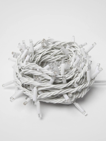 Гирлянда светодиодная "Стринг-лайт" SPLIT с эффектом Flash-мерцания 10M 100LED 220V IP65 Цвет свечения: Тёплый белый + Белый(Flash), Провод: Каучук белый, уличная