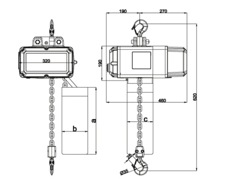 Таль электрическая цепная Huaige SU-G-2.0-2 D8 PLUS LV 2 (2 т, высота подъёма 10, цепь 9 мм) 