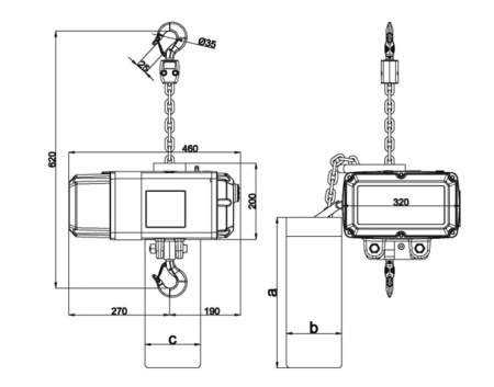 Таль электрическая цепная Huaige SU-1.0 D8 PLUS (1 т , высота подъёма 10 м, цепь 7.1 мм) 