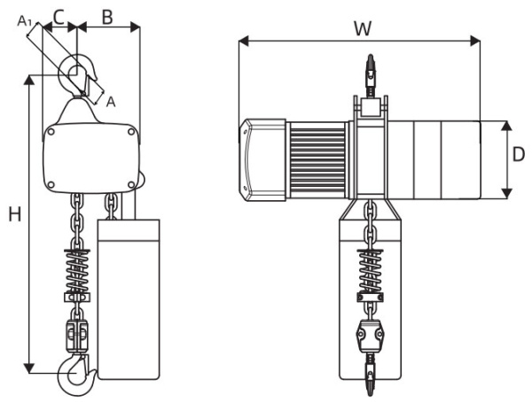 Таль электрическая цепная Huaige HG-F1-200 (2000 кг, высота подъёма 60-120 м, цепь 10 мм) 
