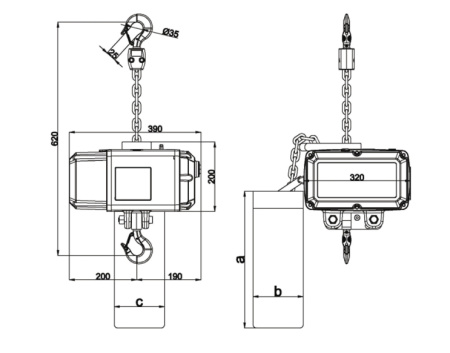 Таль электрическая цепная Huaige SU-2.0-2 D8 (2 т, высота подъёма 10 м, цепь 7.1 мм) 