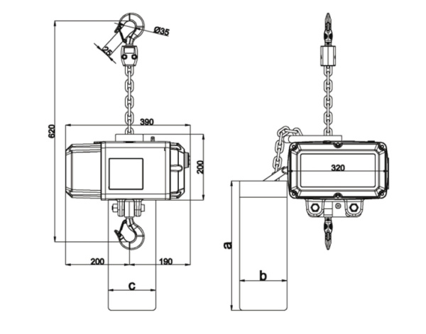 Таль электрическая цепная Huaige SU-2.0-2 D8 (2 т, высота подъёма 10 м, цепь 7.1 мм) 