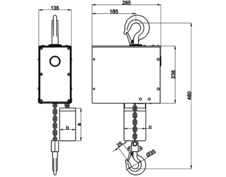 Таль электрическая цепная Huaige EK-500 (500 кг, высота подъёма 10 м, цепь 5 мм) 