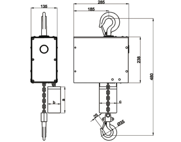 Таль электрическая цепная Huaige EK-1000 (1 т, высота подъёма 10 м, цепь 5 мм) 