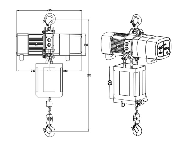 Таль электрическая цепная Huaige HGA9 Pro 3000 (3 т, высота подъёма 10 м, цепь 11.2 мм) 