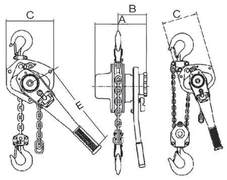 Лебёдка ручная цепная Huaige VL 3T (3т, высота подъёма 1.5 м, цепь 9 мм)  
