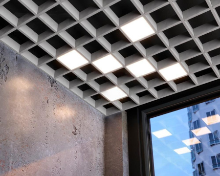 Светодиодный светильник Грильято Домино х6 100х100 33Вт 4000К IP20 серый