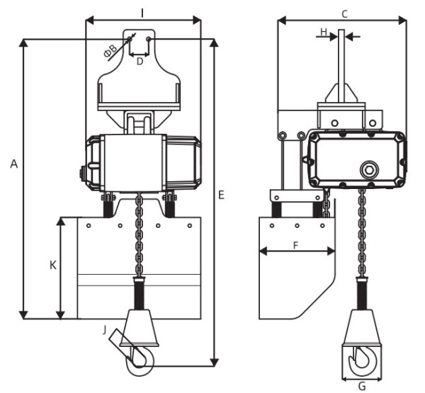 Таль электрическая цепная Huaige SU-F3-100 (1000 кг, высота подъёма 60-120 м, цепь 7.1 мм) 