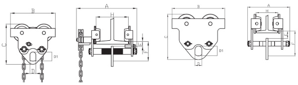 Каретка для тали HT20000B-L (20000 кг) 