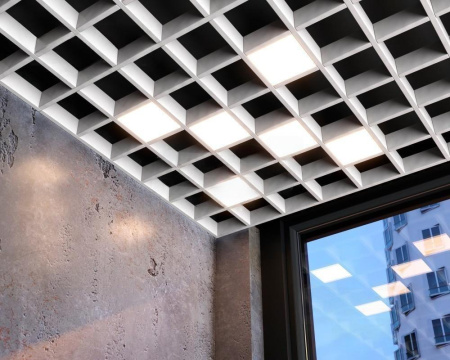 Светодиодный светильник Грильято Домино х6 100х100 33Вт 3000К IP20 белый