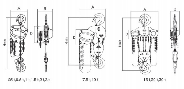 Таль ручная цепная Huaige HS-F-20 (20т, высота подъёма 3м, цепь 10x30мм) 
