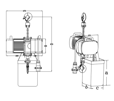 Таль электрическая цепная Huaige HGA8-MAX 1000 (1 т, высота подъёма 10 м, цепь 7.1 мм) 