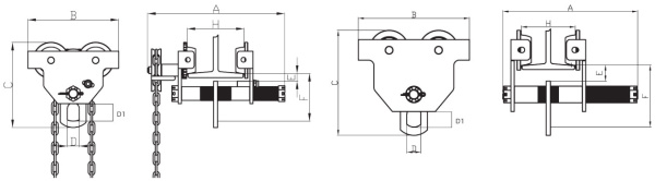 Каретка для тали HT10000B-F (10000 кг) 