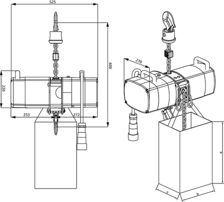 Таль электрическая цепная Huaige D11 (1000 кг, высота подъёма 10 м, цепь 7.1 мм) 
