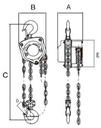 Таль ручная цепная Huaige HM-D5.0 (5 т, высота подъёма 6 м, цепь 9 мм) 