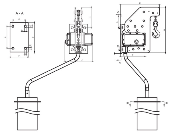 Таль электрическая цепная Huaige SU-F3-D-100 (1000 кг, высота подъёма 60-120 м, цепь 7.1 мм) 