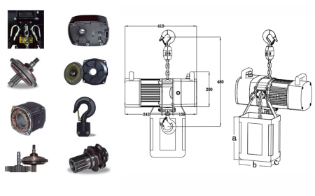 Таль электрическая цепная Huaige HGA8+2000 (2 т, высота подъёма 10 м, цепь 10 мм) 